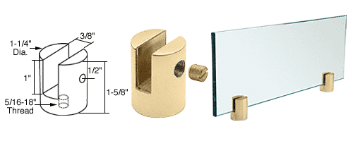 C.R. Laurence CRL Brass Slot Mount Standoff for 3/8&quot; Panels | SM38BR