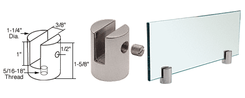 C.R. Laurence CRL Brushed Stainless Slot Mount Standoff for 3/8&quot; Panels | SM38BS