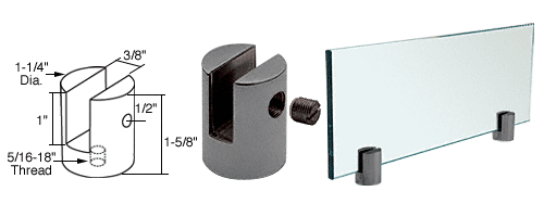 C.R. Laurence CRL Gun Metal Slot Mount Standoff for 3/8&quot; Panels | SM38GM
