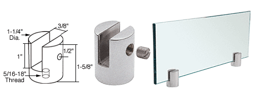 C.R. Laurence CRL Satin Chrome Slot Mount Standoff for 3/8&quot; Panels | SM38SC