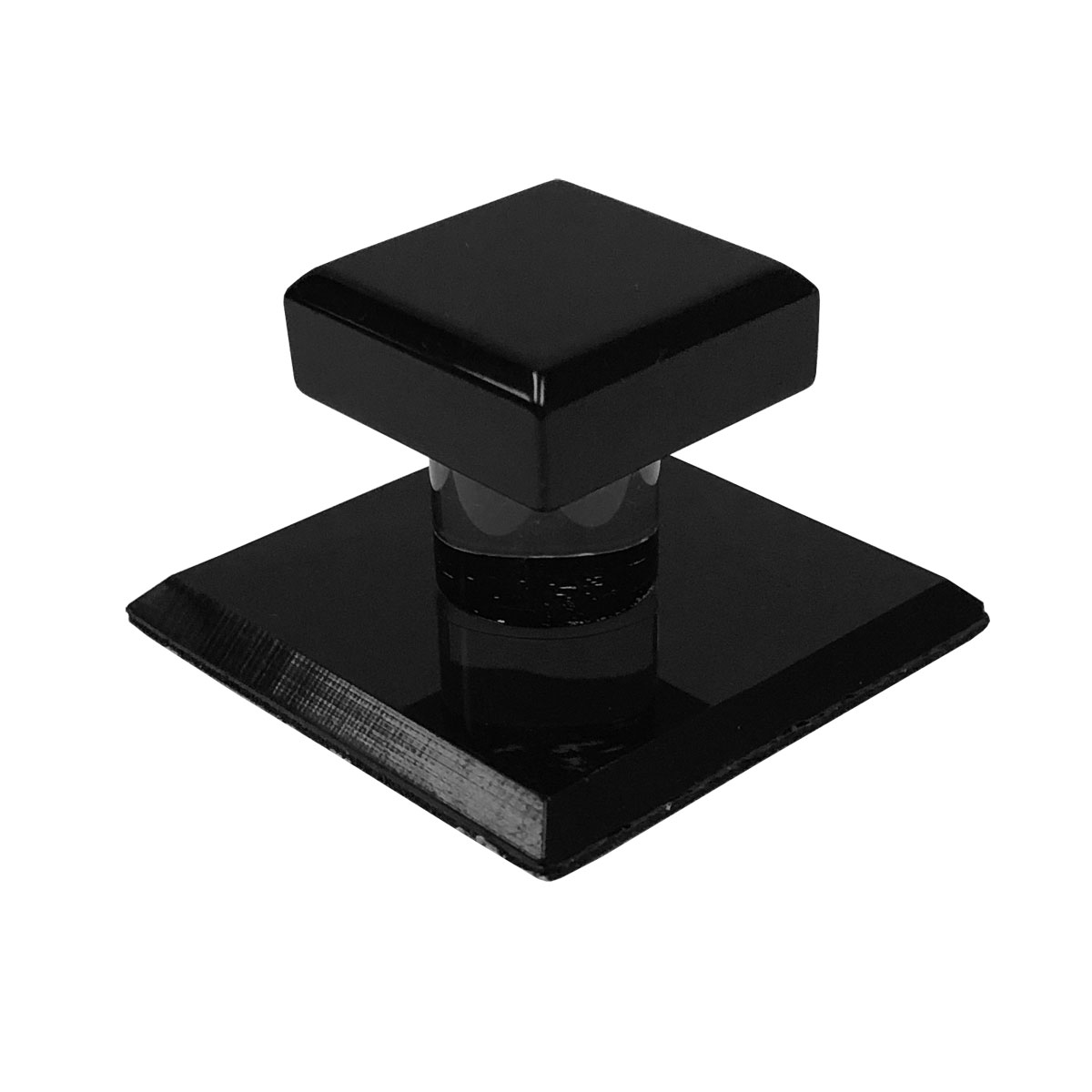 Black Acrylic Stick-On Mirror Knob - 1-3/4&quot; Square  | SMPBKM