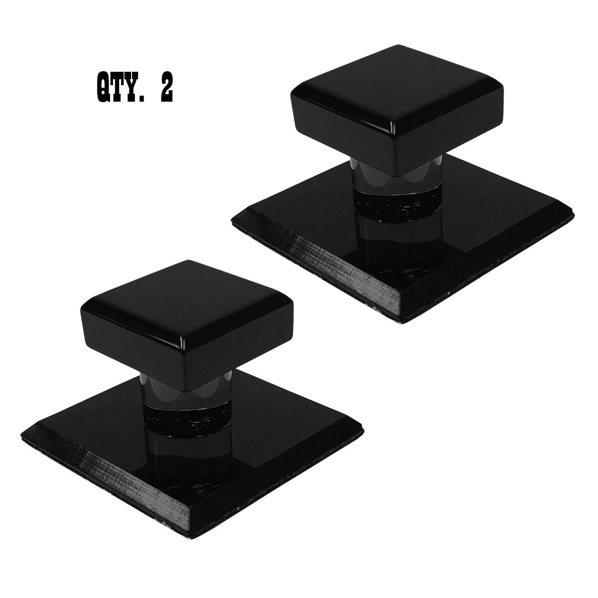 Black Acrylic Stick-On Mirror Knob - 1-3/4&quot; Square | Pack of 2 | SMPBKM2