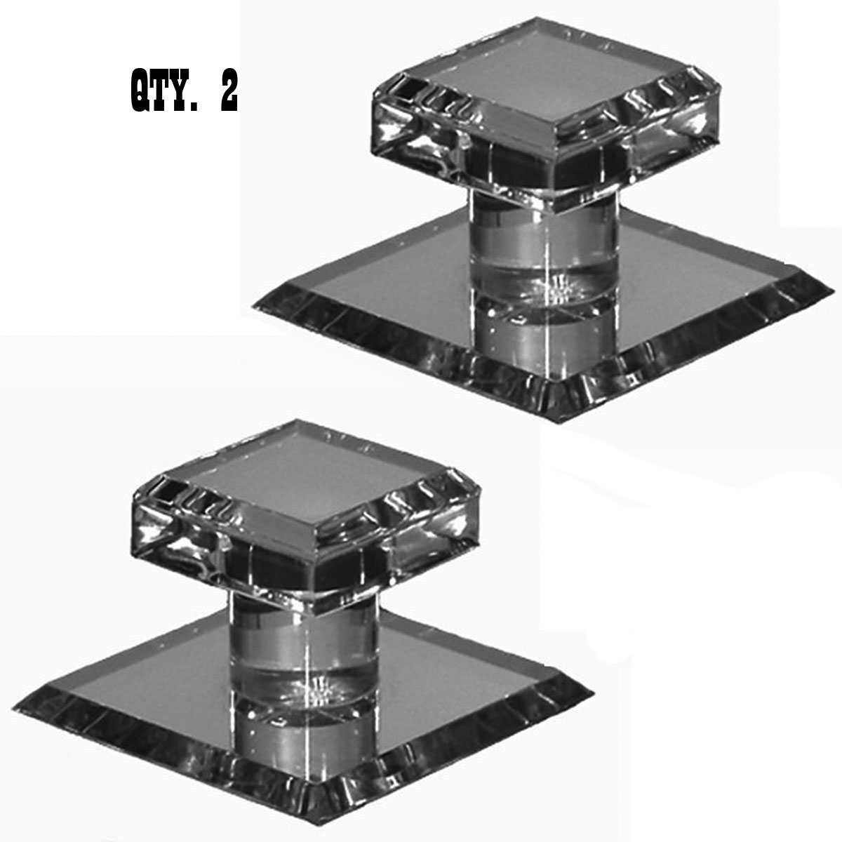 Clear Acrylic Stick-On Mirror Knob - 1-3/4&quot; Square | SMPC3 | Pack of 2 | SMPC32