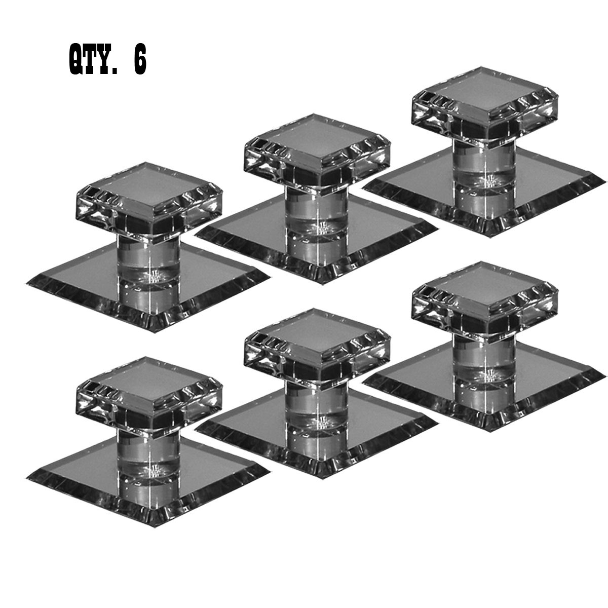 Clear Acrylic Stick-On Mirror Knob - 1-3/4&quot; Square | SMPC3 | Pack of 6 | SMPC36