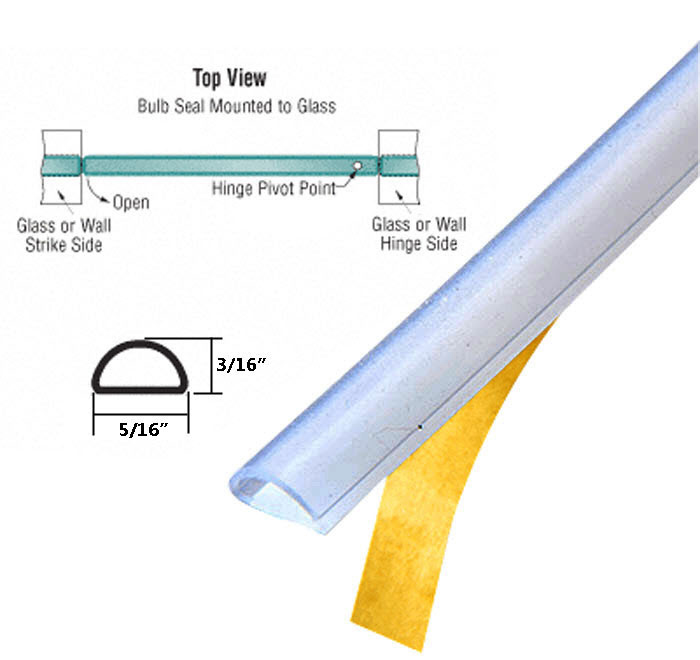 Translucent Silicone Bulb Seal with Pre-Applied Tape for 3/16&quot; Gap - 95 in Long - Pack of 5 | SONEL5