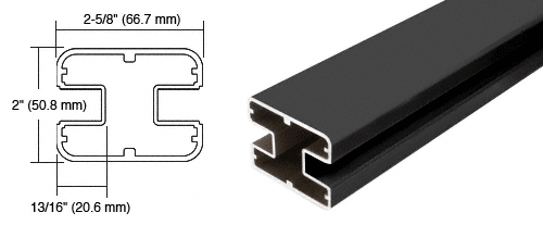 C.R. Laurence CRL Matte Black 2&quot; x 2-5/8&quot; Square 180 Degree Post - 20 ft 1 in long | SP194BL