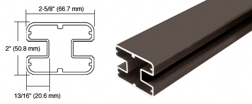 C.R. Laurence CRL Matte Bronze 2&quot; x 2-5/8&quot; Square 180 Degree Post - 20 ft 1 in long | SP194BRZ
