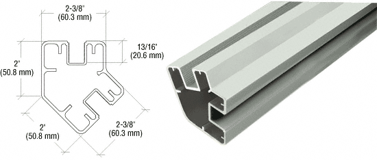 C.R. Laurence CRL Agate Gray  2&quot; x 2-3/8&quot; Rectangular 135 Degree Post - 20 ft 1 in long  | SP5241AGY