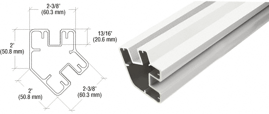 C.R. Laurence CRL Sky White 2&quot; x 2-3/8&quot; Rectangular 135 Degree Post - 20 ft 1 in long  | SP5241W