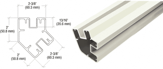 C.R. Laurence CRL Oyster White 48&quot; Long 2&quot; x 2-3/8&quot; Rectangular 135 Degree Post | SP5480W