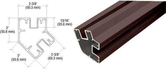 C.R. Laurence CRL Bronze Matte 72&quot; Long 2&quot; x 2-3/8&quot; Rectangular 135 Degree Post | SP572BRZ