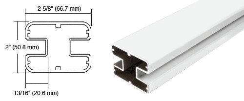 C.R. Laurence CRL Sky White 72&quot; Long 2&quot; x 2-5/8&quot; Square 180 Degree Post | SP72W