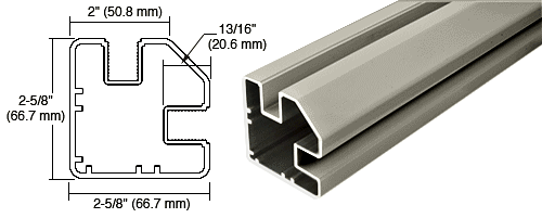 C.R. Laurence CRL Beige Gray 2&quot; x 2-5/8&quot; Square 90 Degree Post - 20 ft 1 in long  | SP9194BGY