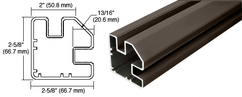 C.R. Laurence CRL Matte Bronze 2&quot; x 2-5/8&quot; Square 90 Degree Post - 20 ft 1 in long  | SP9194BRZ
