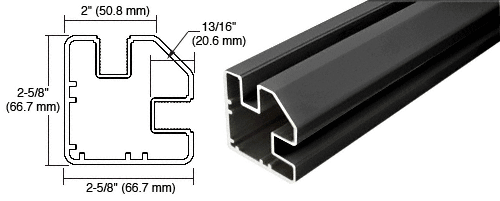 C.R. Laurence CRL Matte Black 48&quot; Long 2&quot; x 2-5/8&quot; Square 90 Degree Post | SP948BL