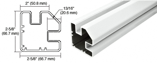 C.R. Laurence CRL Sky White 60&quot; Long 2&quot; x 2-5/8&quot; Square 90 Degree Post | SP960W