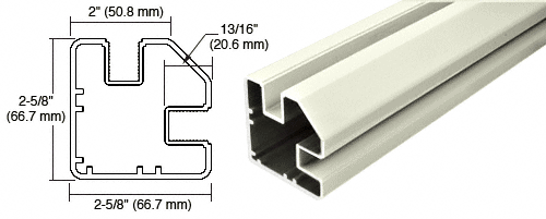 C.R. Laurence CRL Oyster White 72&quot; Long 2&quot; x 2-5/8&quot; Square 90 Degree Post | SP9720W