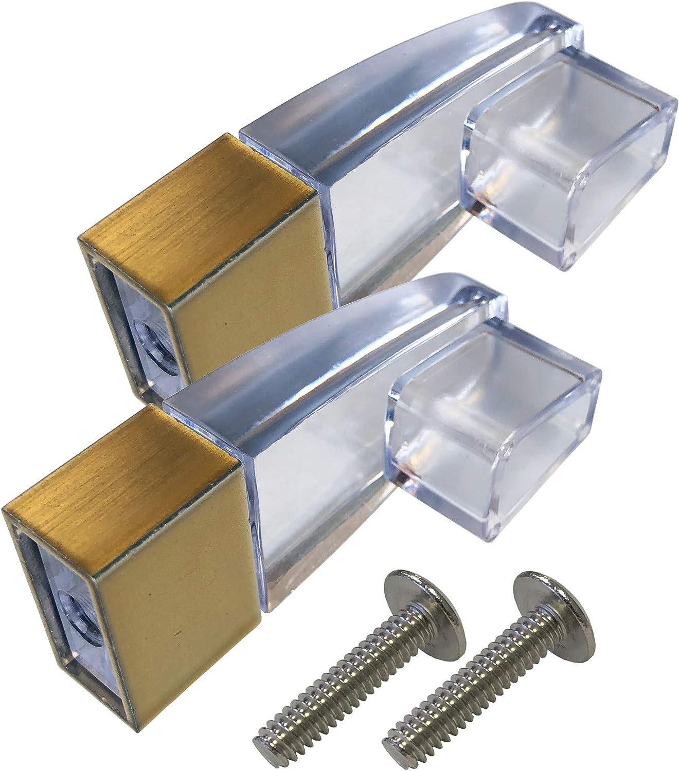 Clear Acrylic Towel Bar Brackets with Brushed Gold Finish Sleeve - Set of 2 | SPAB4125BG