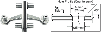C.R. Laurence CRL Brushed Stainless 2-Way Regular Duty Fin Stabilized Glass-to-Glass Spider Fitting | SPF2BS