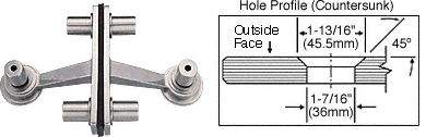 C.R. Laurence CRL Brushed Stainless 2-Way Heavy Duty Fin Stabilized Glass-to-Glass Spider Fitting | SPF2HBS
