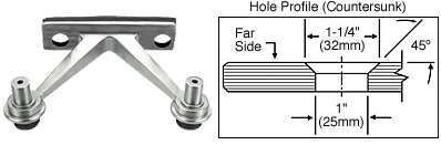 C.R. Laurence CRL Polished Stainless 2-Way Regular Duty Fin Stabilized Wall Mount Half Spider Fitting | SPF412PS