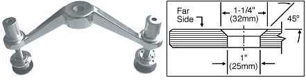 C.R. Laurence CRL Polished Stainless 2-Way 180&amp;#176; Regular Duty Post Mounted Spider Fitting | SPP2PS