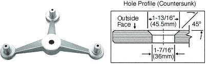 C.R. Laurence CRL Polished Stainless 3-Way Heavy Duty Post Mounted Spider Fitting | SPP3HPS