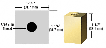 C.R. Laurence CRL Brass 1-1/4&quot; Square Standoff Base 1-1/2&quot; Long | SQ125112BR