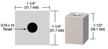 C.R. Laurence CRL Satin Chrome 1-1/4&quot; Square Standoff Base 1-1/2&quot; Long | SQ125112SC