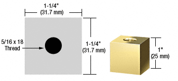 C.R. Laurence CRL Brass 1-1/4&quot; Square Standoff Base 1&quot; Long | SQ1251BR