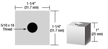 C.R. Laurence CRL Chrome 1-1/4&quot; Square Standoff Base 1&quot; Long | SQ1251CH
