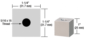 C.R. Laurence CRL Satin Chrome 1-1/4&quot; Square Standoff Base 1&quot; Long | SQ1251SC