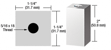 C.R. Laurence CRL Chrome 1-1/4&quot; Square Standoff Base 2&quot; Long | SQ1252CH