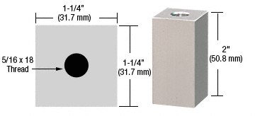 C.R. Laurence CRL Satin Chrome 1-1/4&quot; Square Standoff Base 2&quot; Long | SQ1252SC