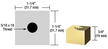 C.R. Laurence CRL Brass 1-1/4&quot; Square Standoff Base 3/4&quot; Long | SQ12575BR