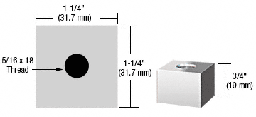C.R. Laurence CRL Chrome 1-1/4&quot; Square Standoff Base 3/4&quot; Long | SQ12575CH
