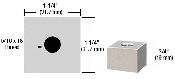 C.R. Laurence CRL Satin Chrome 1-1/4&quot; Square Standoff Base 3/4&quot; Long | SQ12575SC