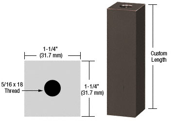 C.R. Laurence CRL Oil Rubbed Bronze 1-1/4&quot; Square Standoff Base Custom Length | SQ125C0RB
