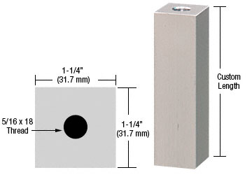 C.R. Laurence CRL Brushed Stainless 1-1/4&quot; Square Standoff Base Custom Length | SQ125CBS