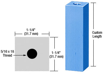 C.R. Laurence CRL Custom Painted 1-1/4&quot; Square Standoff Base Custom Length | SQ125CPT