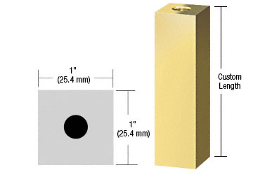 C.R. Laurence CRL Satin Brass 1&quot; Square Standoff Base Custom Length | SQ1CSB