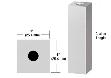 C.R. Laurence CRL Satin Chrome 1&quot; Square Standoff Base Custom Length | SQ1CSC