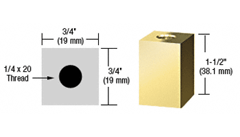 C.R. Laurence CRL Brass 3/4&quot; Square Standoff Base 1-1/2&quot; Long | SQ75112BR
