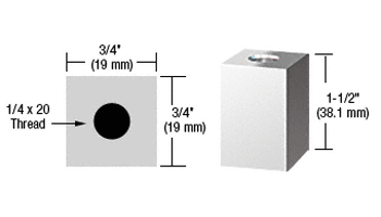 C.R. Laurence CRL Chrome 3/4&quot; Square Standoff Base 1-1/2&quot; Long | SQ75112CH