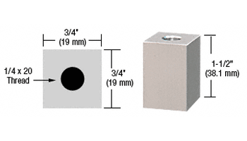 C.R. Laurence CRL Sain Chrome 3/4&quot; Square Standoff Base 1-1/2&quot; Long | SQ75112SC