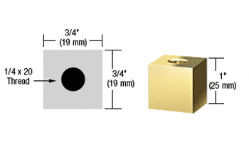 C.R. Laurence CRL Brass 3/4&quot; Square Standoff Base 1&quot; Long | SQ751BR