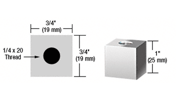 C.R. Laurence CRL Chrome 3/4&quot; Square Standoff Base 1&quot; Long | SQ751CH