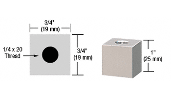 C.R. Laurence CRL Satin Chrome 3/4&quot; Square Standoff Base 1&quot; Long | SQ751SC