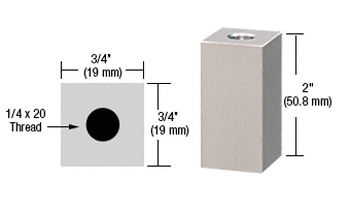 C.R. Laurence CRL Satin Chrome 3/4&quot; Square Standoff Base 2&quot; Long | SQ752SC