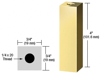 C.R. Laurence CRL Brass 3/4&quot; Square Standoff Base 4&quot; Long | SQ754BR